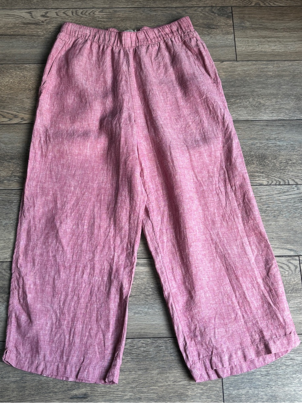 Cynthia Rowley 100% Linen Wide Leg Pull On Pants Pink Rose Sz Medium